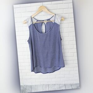Mudd‎ Blue Striped Scoop Tank Top Women's Extra Large